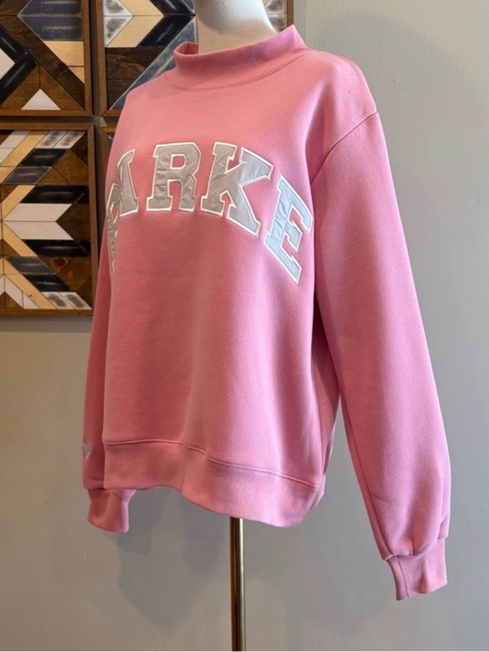 PARKE Valentine's Varsity Mockneck in Blush Pink + Lavender size S/M NEW - Picture 4 of 12